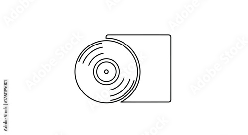 Simple line drawing of a vinyl record and its square cover