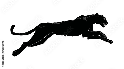 A sleek, dynamic silhouette of a cheetah in full sprint, captured in a minimalist vector style.