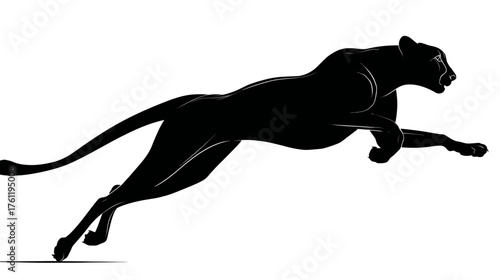 A sleek, dynamic silhouette of a cheetah in full sprint, captured in a minimalist vector style.