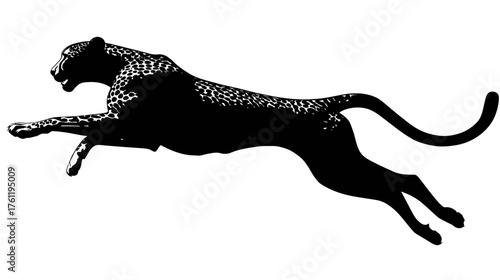 A sleek, dynamic silhouette of a cheetah in full sprint, captured in a minimalist vector style.