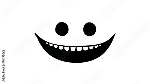A simple, iconic vector of a cat's wide, mischievous smile floating independently, with a hint of eyes above.