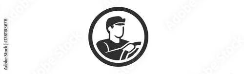 Driver Icon in Circle for Transportation Services.