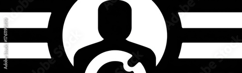 Driver Silhouette Icon with Steering Wheel.