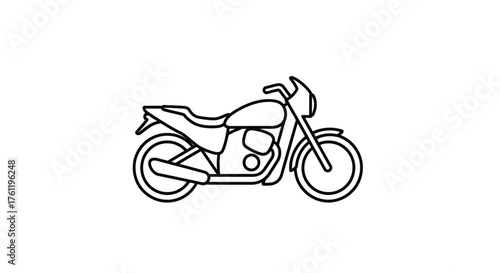 Simple black and white line drawing of a classic motorcycle design