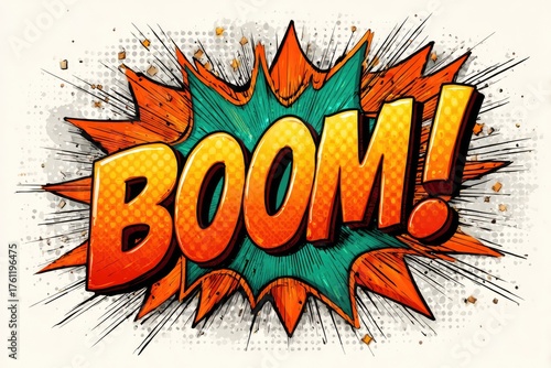 Explosion Comic Book Style BOOM Word Art.