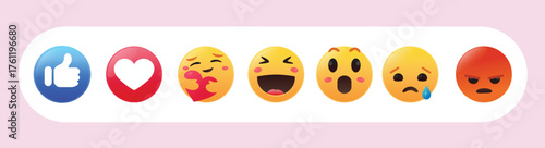 Emoji icons set. Social media emoticon reactions collection, vector illustration 