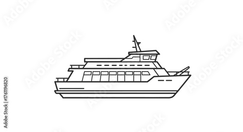 Simple line drawing of a passenger boat or ferry vessel outline