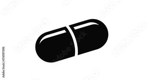 Simple black and white illustration of a single capsule pill shape
