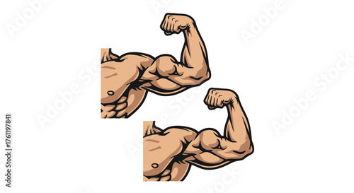 Detailed illustration of strong muscular arms flexing showcasing human anatomy