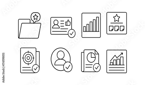Business, office line icon set. Professional, analytics icons for workspaces.