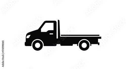 Simple black silhouette illustration of a pickup truck with an open bed