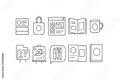 Education and office outline icon set. Learning, stationery, document icons collection