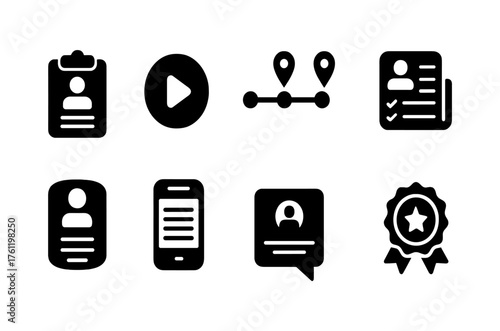 Professional solid icon set. Business, communication, profile icons solid collection