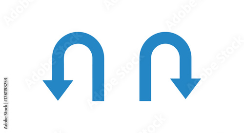 Two blue arrows facing opposite directions indicating reciprocal movement or exchange