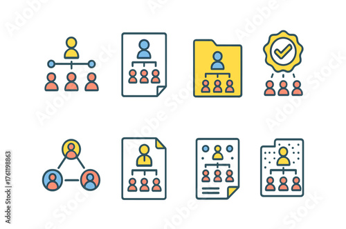 Teamwork, management outline icon set. Collaborative team, workspace linear icons.