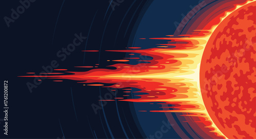 Stunning depiction of the sun flaring in deep space, perfect for science projects, presentations, and educational materials exploring solar activity