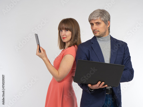 Business people couple. Ent...