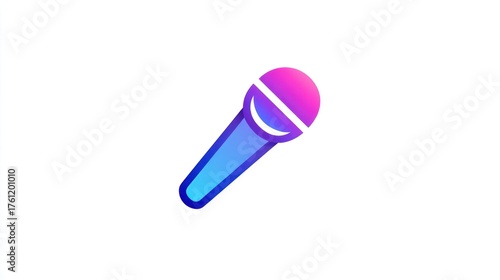 Stylized microphone illustration in a modern, gradient color scheme against a plain white backdrop