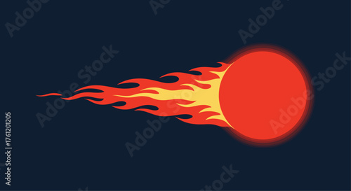 Dynamic fiery comet hurtling through space background for cosmic energy, creative concepts, and powerful branding in vibrant red and yellow tones