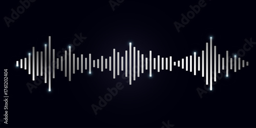 Silver sound wave or sound message. The sound equalizer string. Vector illustration