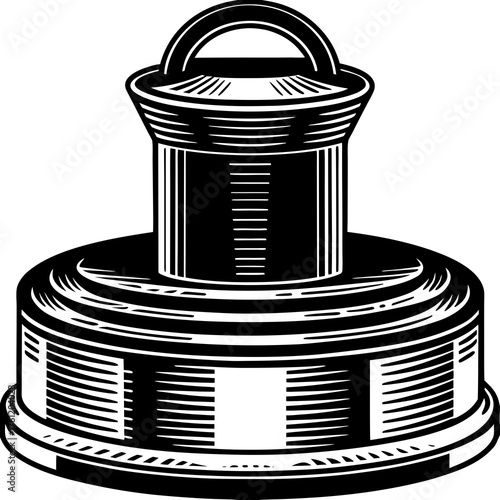 Elegant Stamp Emblem: A detailed illustration captures the intricate design of a traditional stamp, a symbol of officialdom, authority, and the meticulous process of authentication.