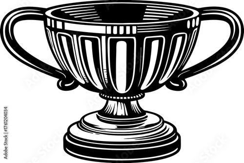 Trophy Symbol: A detailed illustration of an elegant trophy, symbolizing achievement, victory, and reward. Featuring intricate design, captures the essence of success and recognition.
