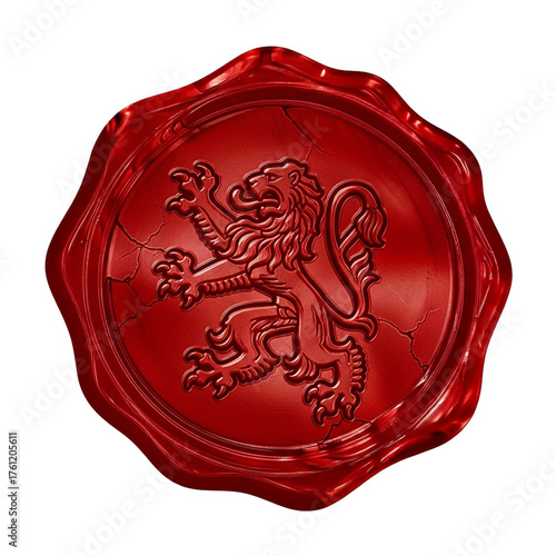 red wax seal glossy isolated on white background
