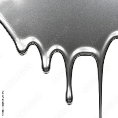 silver glossy varnish dripping texture isolated on white background
