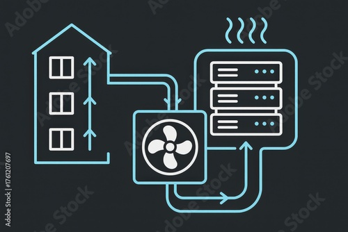 Innovative energy-efficient cooling system diagram showcasing heat exchange and airflow design optimizing indoor climate control through smart technology integration