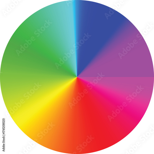 Vibrant radial gradient color wheel displaying a spectrum of rainbow hues in a circular pattern