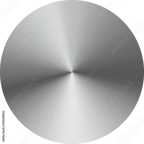 Concentric brushed metal circle with radial lines creating a futuristic and abstract metallic background texture
