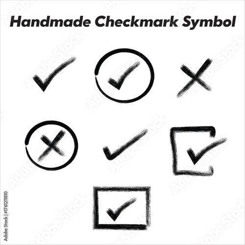 Handmade Checkmark and Cross Symbols Collection