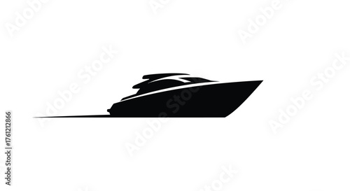 Silhouette of a luxury yacht gliding across calm waters simple design