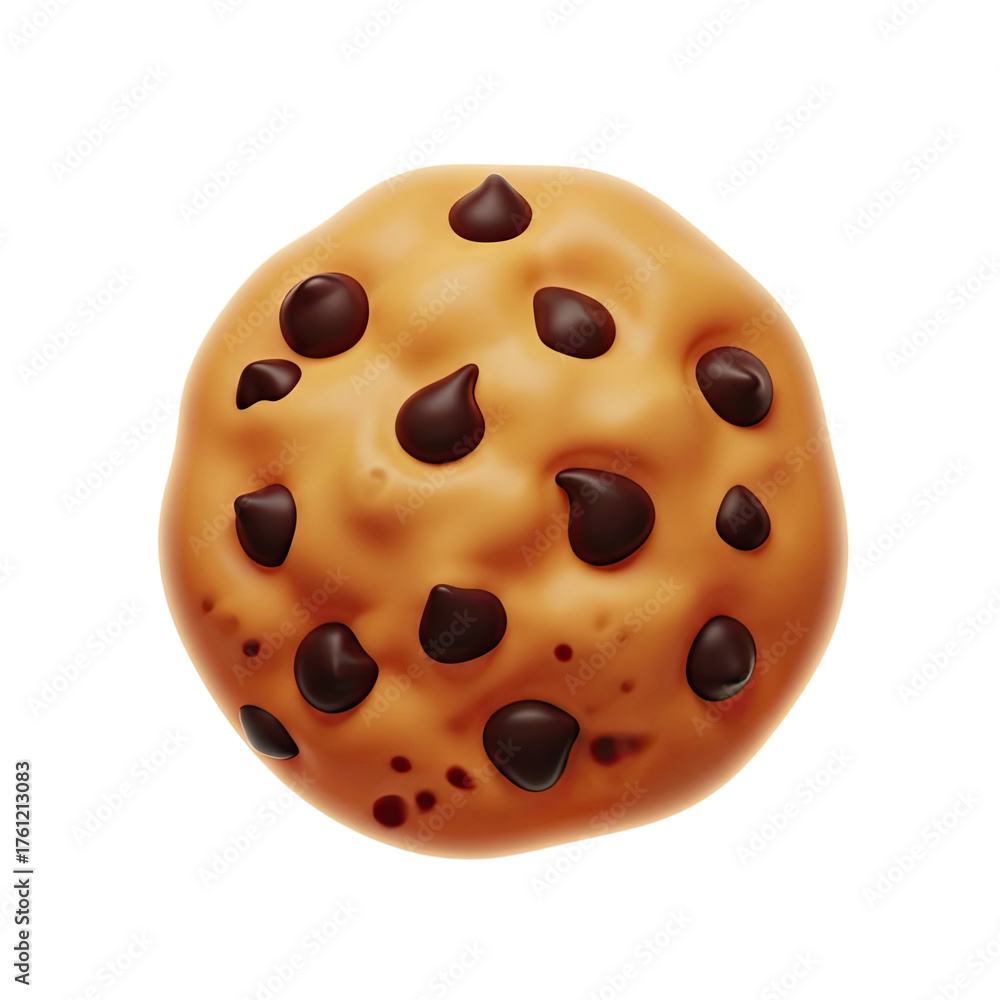 Fototapeta premium Deliciously Baked Chocolate Chip Cookie with a Warm Golden Glow and a Softly Blurred Brown Gradient Background Ideal for Dessert Advertisements and