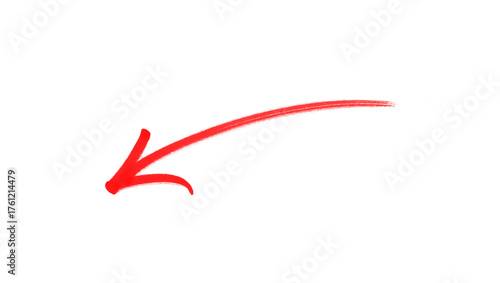 Hand-drawn red arrow icon brush stroke, red arrow marker is isolated on a transparent background. 