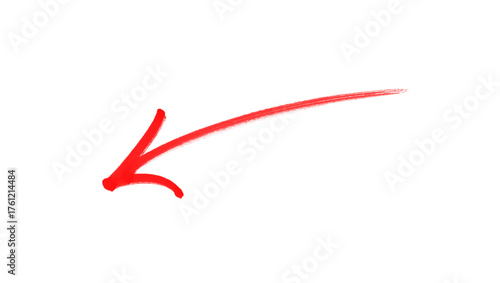 Hand-drawn red arrow icon brush stroke, red arrow marker is isolated on a transparent background. 
