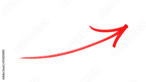 Hand-drawn red arrow icon brush stroke, red arrow marker is isolated on a transparent background. 