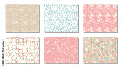 Charming pastel seamless pattern collection perfect for spring crafts and whimsical backgrounds or textile designs, adding a touch of handmade charm