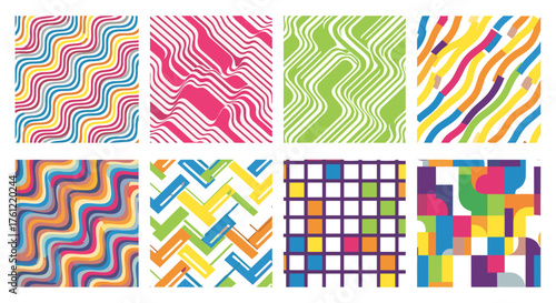 Vibrant retro style pattern collection for eye-catching designs, perfect for backgrounds, textiles, and creative projects that need a playful touch