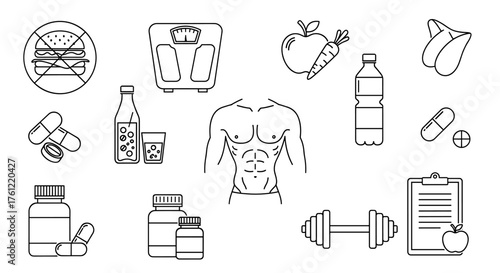 Achieve your fitness goals with a balanced diet, regular exercise and supplements for a healthy lifestyle and well-being, weight management