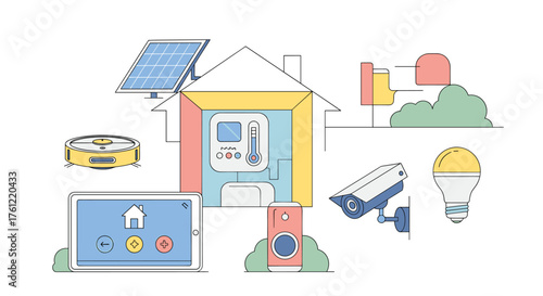 Smart home automation system with intuitive control panel and eco-friendly features for modern living and energy efficiency, promoting a connected lifestyle