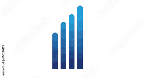 Modern blue bar chart illustration showing growth and progress, perfect for business presentations or financial reports with a clean, professional design