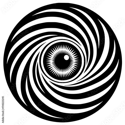 Hypnotic eye logo silhouette
