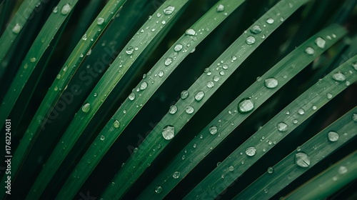 green leaf with dew drops