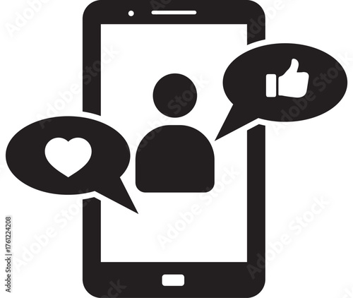Social media engagement icon on a smartphone screen