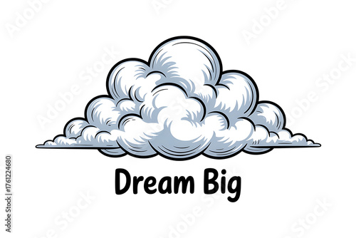 Fluffy white cloud floats serenely, evoking feelings of peace, tranquility, and hopeful dreams.