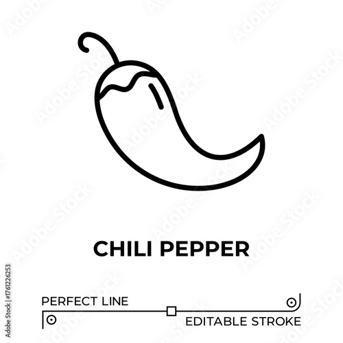 Vector line icon related to chili pepper. Perfect Line. Editable Stroke.