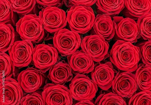 Full Frame Background of Tightly Packed Red Roses. Generative Ai