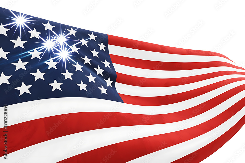 Obraz premium Waving stars and stripes flag, representing freedom, patriotism, and national pride.