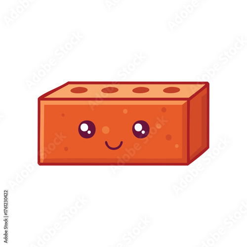A friendly brick with a charming face. This cheerful construction element is smiling and full of personality